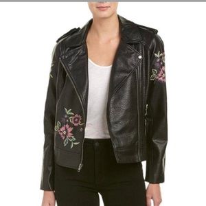 Leather embroidered jacket